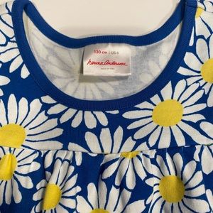 Girl’s Hanna Andersson sunflower blue, white, yellow short sleeve dress.